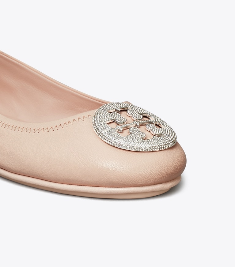 Tory Burch designer flats Minnie Travel Ballet in SHELL PINK angle
