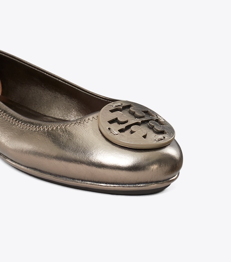 Tory Burch designer flats Minnie Travel Ballet in SPRING PEWTER angle