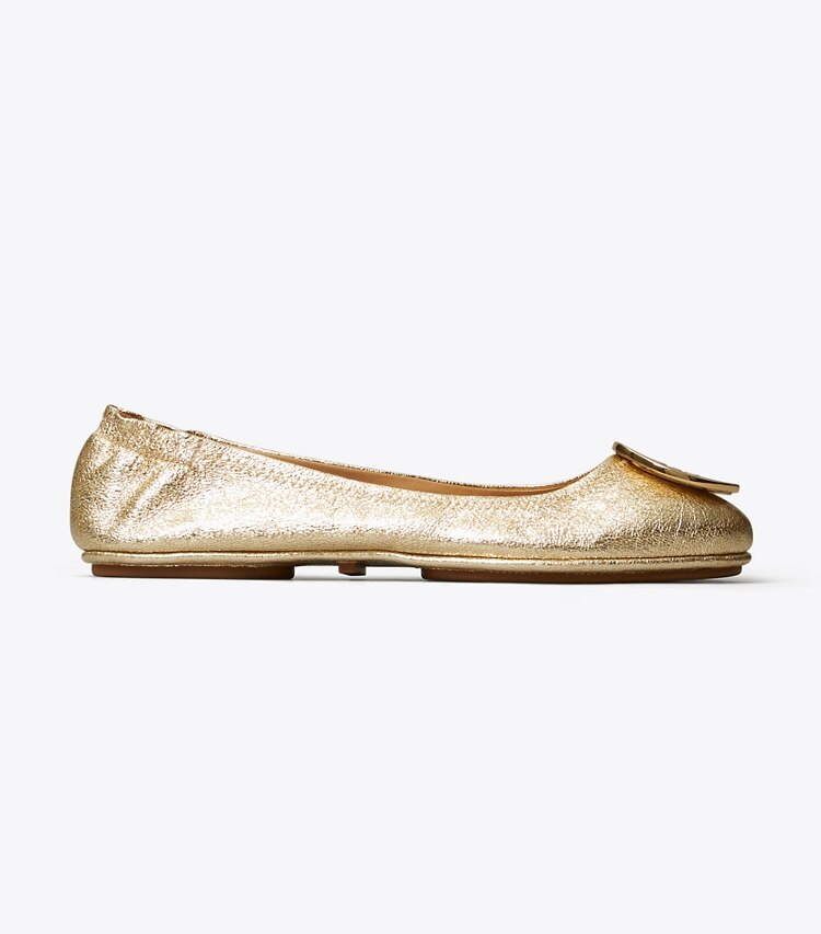 Minnie Travel Ballet Flat, Metallic Leather: Women's Designer