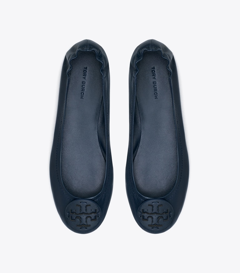 Tory Burch designer flats Minnie Travel Ballet in NEW NAVY angle