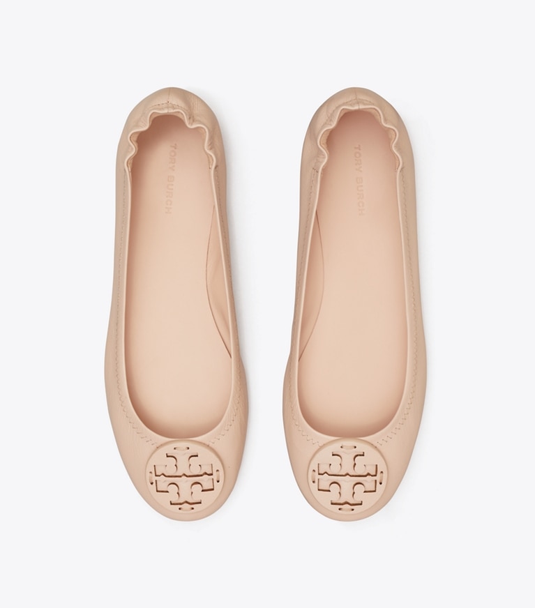 Tory Burch designer flats Minnie Travel Ballet in SOFT PINK angle