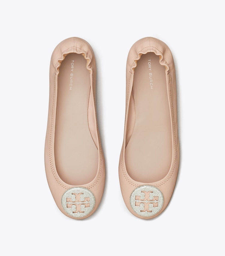 Tory Burch designer flats Minnie Travel Ballet in SHELL PINK overhead
