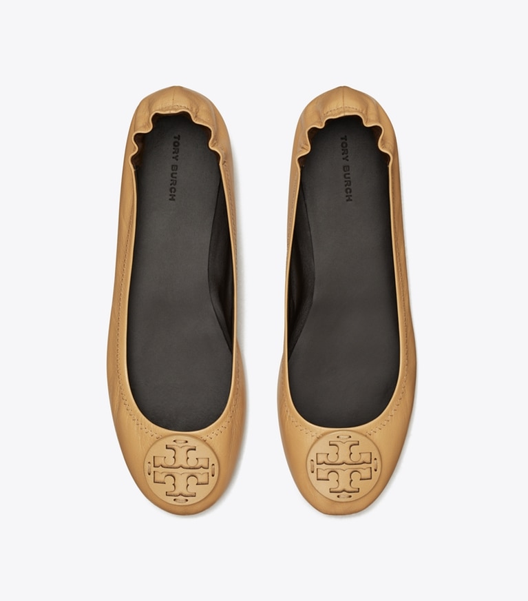 Tory Burch designer flats Minnie Travel Ballet in GINGER SHORTBREAD angle