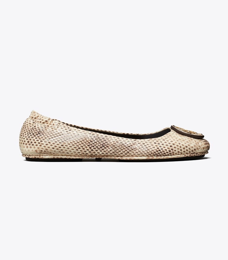 Tory Burch designer flats Minnie Travel Ballet in CREAM ROCCIA side