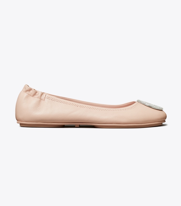 Tory Burch designer flats Minnie Travel Ballet in SHELL PINK side
