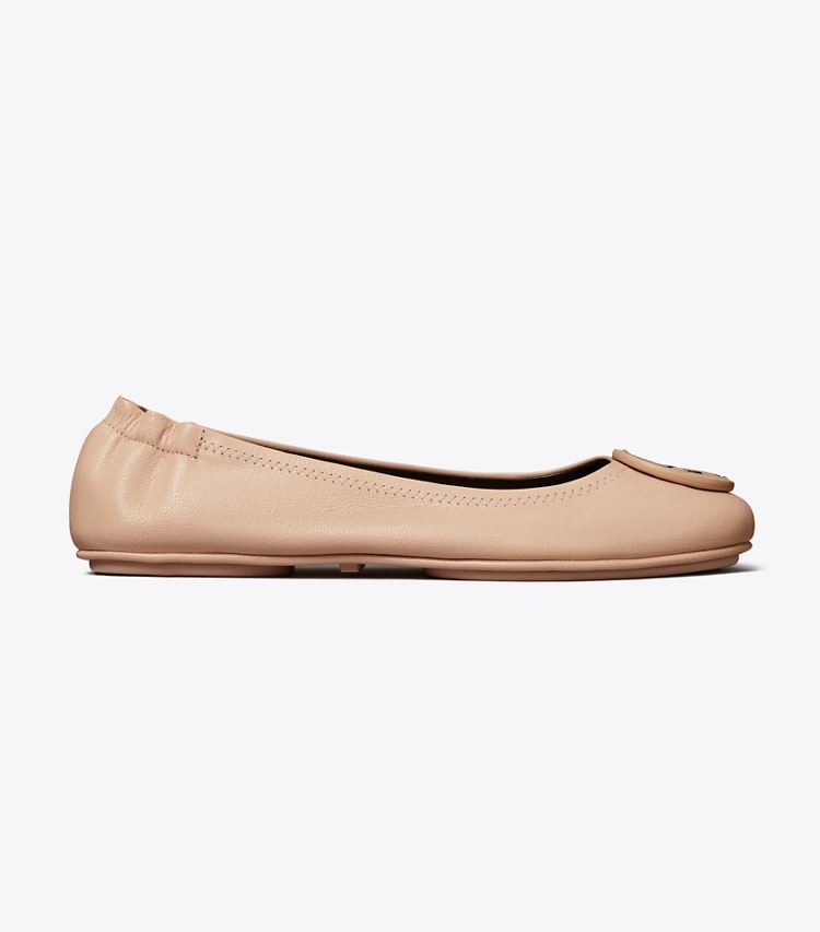 Tory Burch designer flats Minnie Travel Ballet in PINK BRICK side