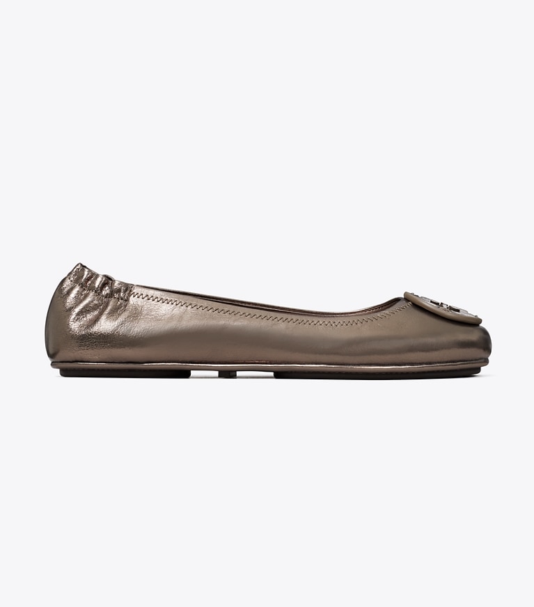Tory Burch designer flats Minnie Travel Ballet in SPRING PEWTER angle