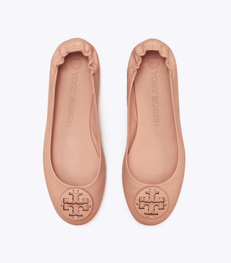 Tory Burch designer flats Minnie Travel Ballet with Leather Logo in MEADOWSWEET / MEADOWSWEET overhead