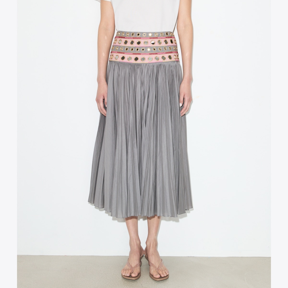 MIRROR EMBELLISHED COTTON SKIRT - thumbnail 2