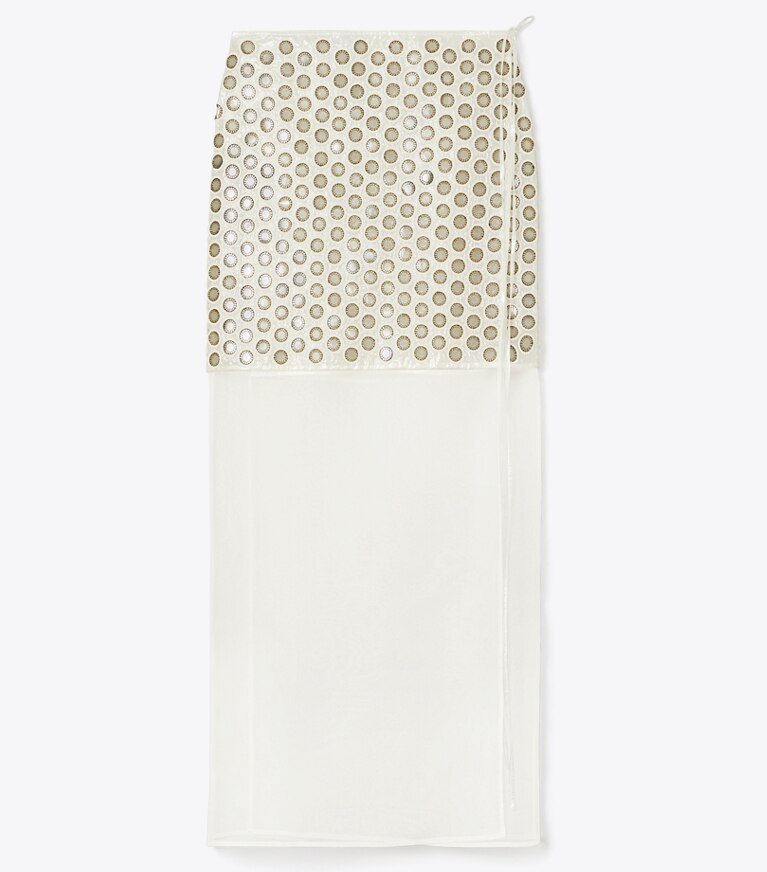 Mirror Embellished Double-Layer Skirt: Women's Designer Mirror Embellished Double-Layer Skirt: Women's Designer