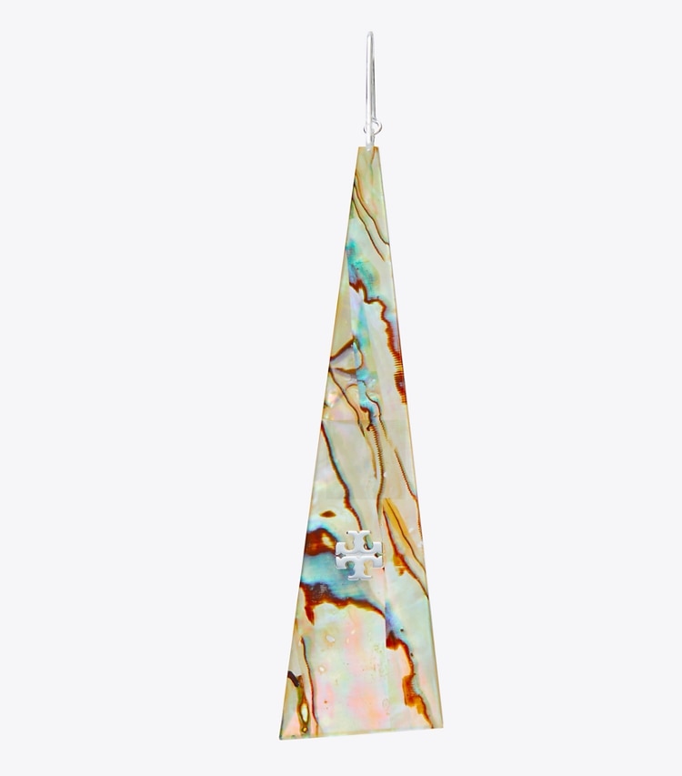 Tory Burch designer earrings Mismatched Abalone Earring in Light Silver / Abalone detail