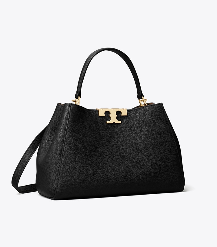 Tory Burch designer henkeltaschen Mittelgroße, weiche Eleanor Henkeltasche in Black / GOLD angle
