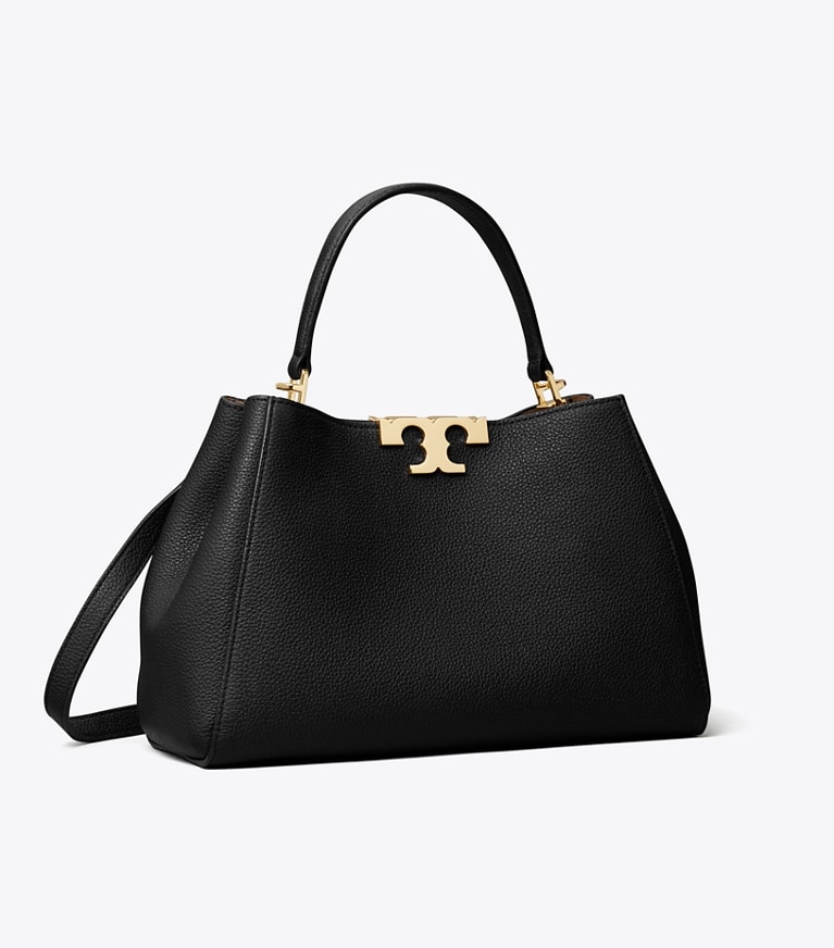 Tory Burch designer henkeltaschen Mittelgroße, weiche Eleanor Henkeltasche in Black / GOLD angle