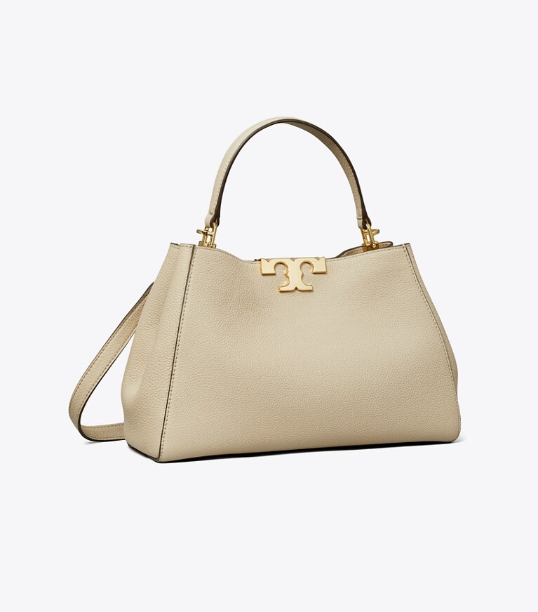 Tory Burch designer henkeltaschen Mittelgroße, weiche Eleanor Henkeltasche in Light Stone angle
