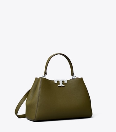 Tory Burch designer henkeltaschen Mittelgroße, weiche Eleanor Henkeltasche in Dark Olive angle