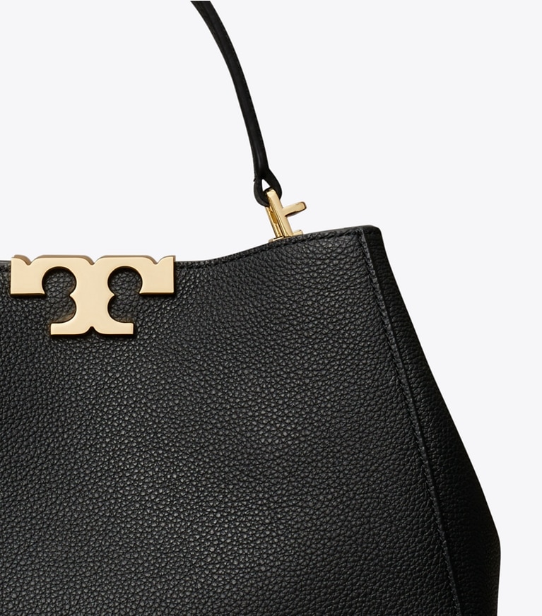Tory Burch designer henkeltaschen Mittelgroße, weiche Eleanor Henkeltasche in Black / GOLD detail