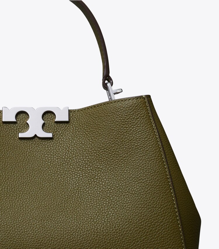 Tory Burch designer henkeltaschen Mittelgroße, weiche Eleanor Henkeltasche in Dark Olive detail