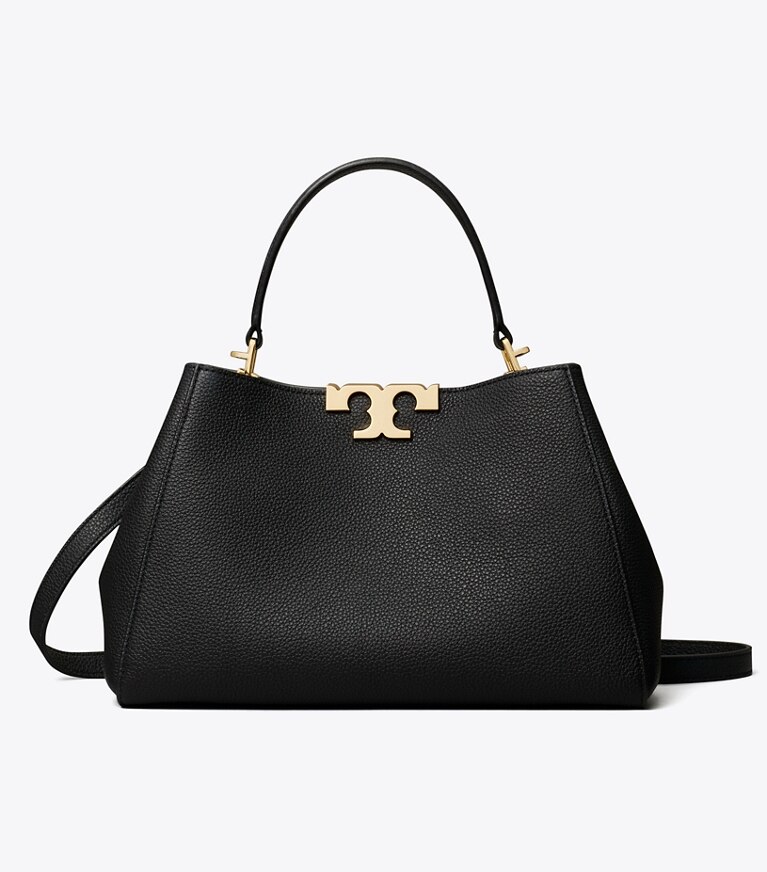 Tory Burch designer henkeltaschen Mittelgroße, weiche Eleanor Henkeltasche in Black / GOLD front
