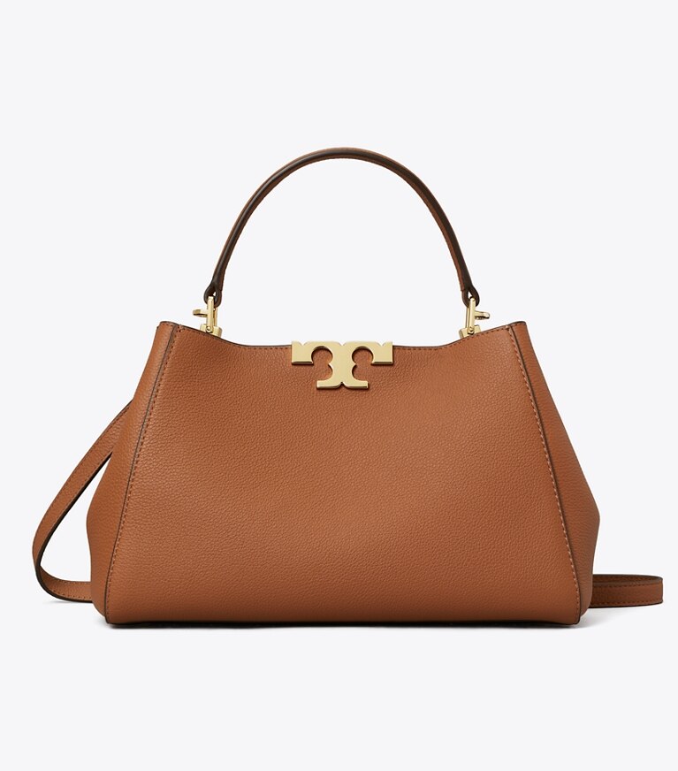Tory Burch designer henkeltaschen Mittelgroße, weiche Eleanor Henkeltasche in Aged Tan front