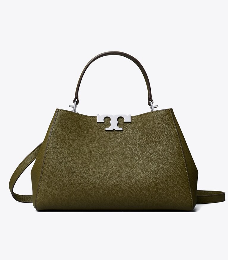 Tory Burch designer henkeltaschen Mittelgroße, weiche Eleanor Henkeltasche in Dark Olive front
