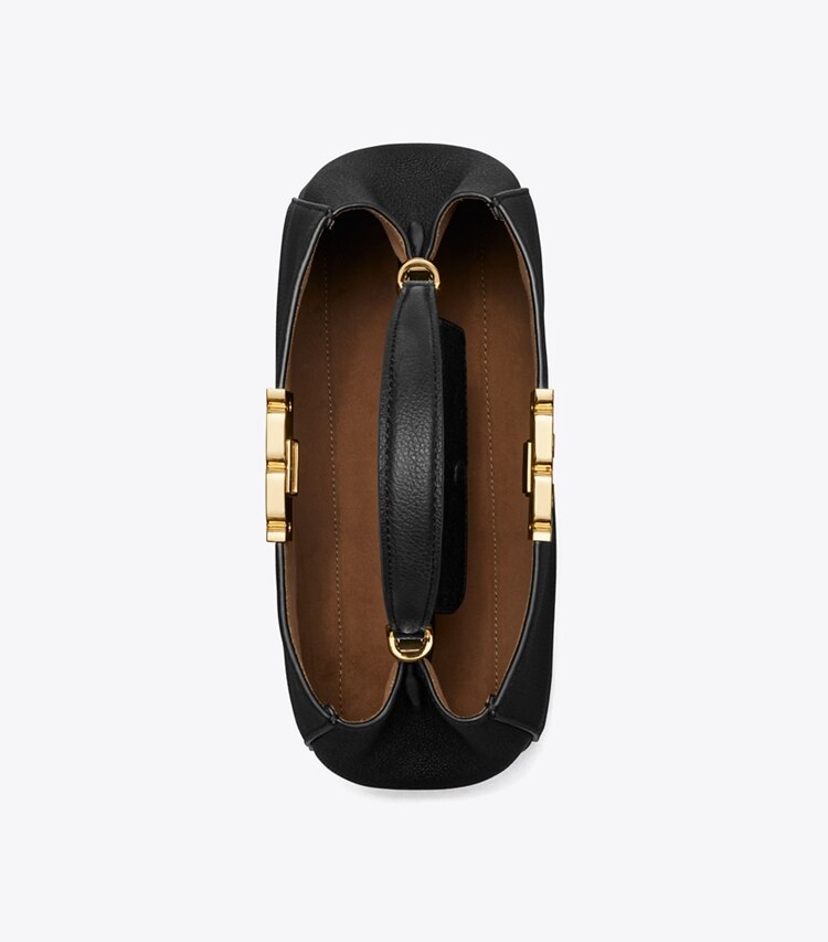 Tory Burch designer henkeltaschen Mittelgroße, weiche Eleanor Henkeltasche in Black / GOLD von oben