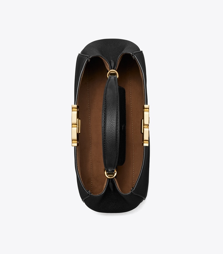 Tory Burch designer henkeltaschen Mittelgroße, weiche Eleanor Henkeltasche in Black / GOLD von oben