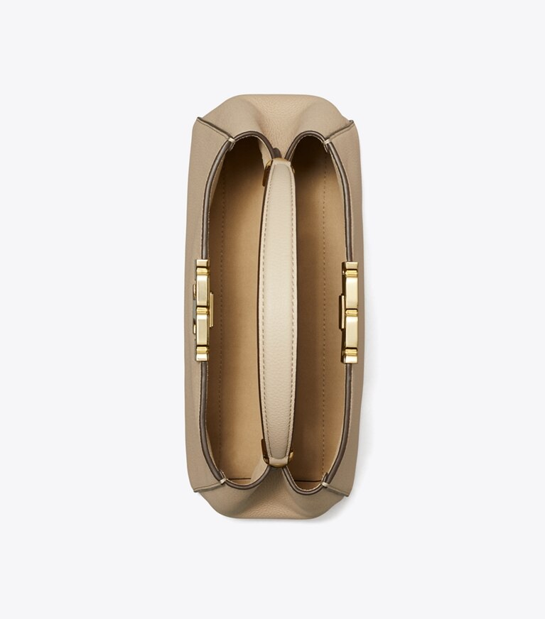 Tory Burch designer henkeltaschen Mittelgroße, weiche Eleanor Henkeltasche in Light Stone angle