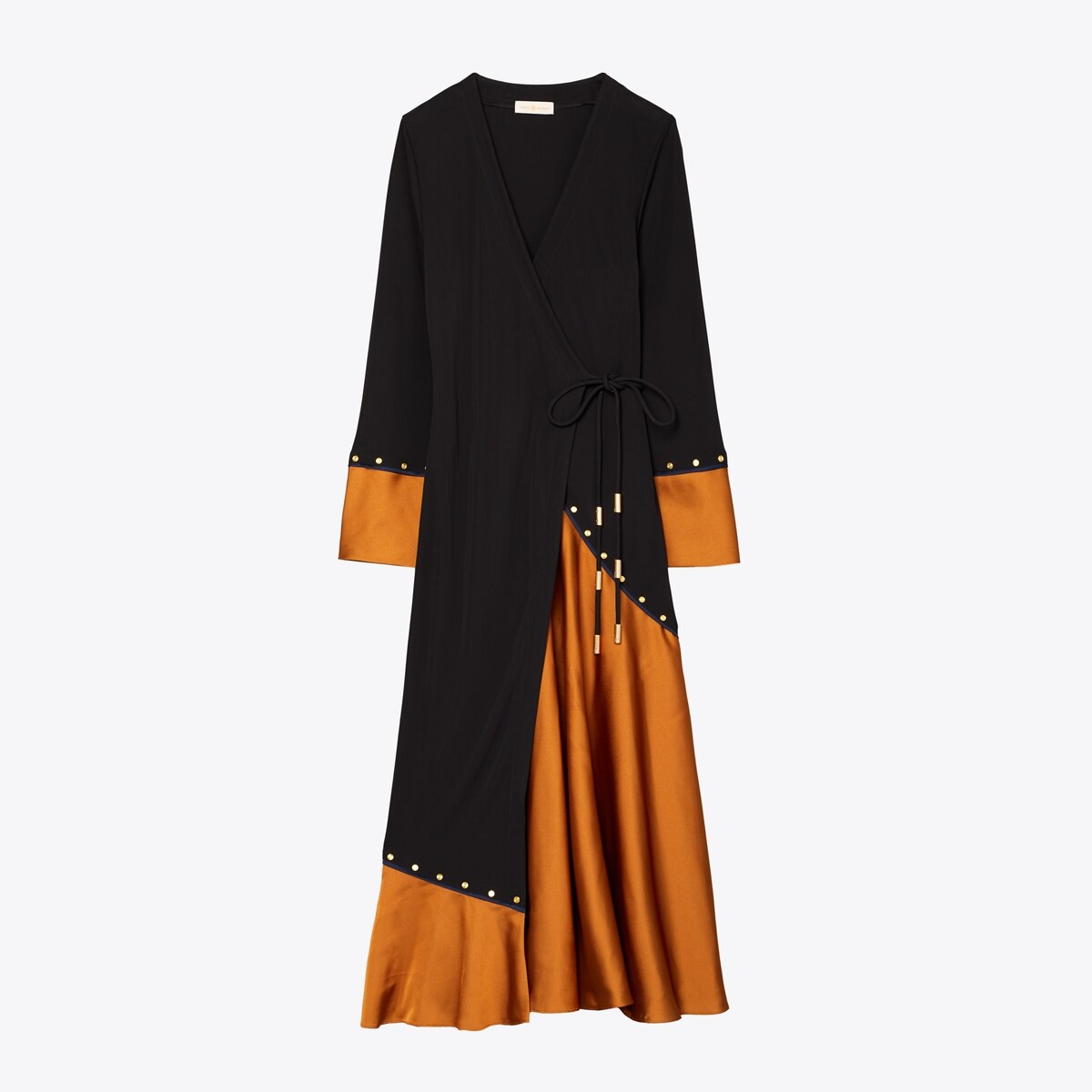 mixed-material-wrap-dress-