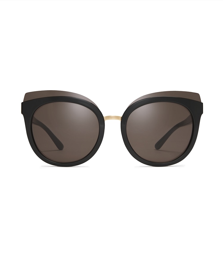 Tory Burch designer sunglasses & eyewear Mixed-Materials Panama Sunglasses in Black front