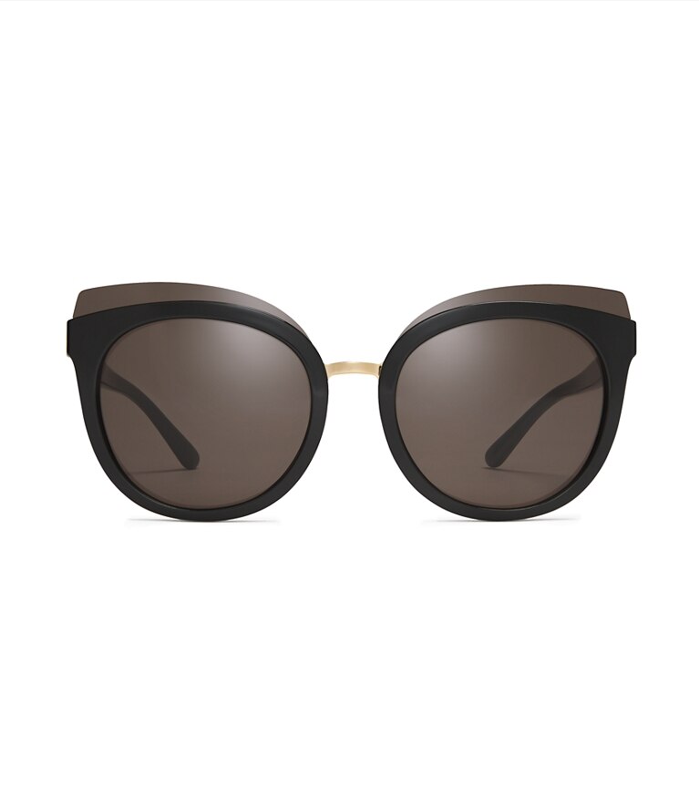 Tory Burch designer sunglasses & eyewear Mixed-Materials Panama Sunglasses in Black front