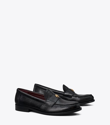 Tory Burch diseñador zapatos planos Mocasín clásico en PERFECT BLACK ángulo