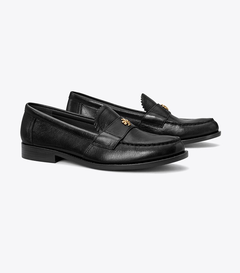 Tory Burch diseñador zapatos planos Mocasín clásico en PERFECT BLACK ángulo