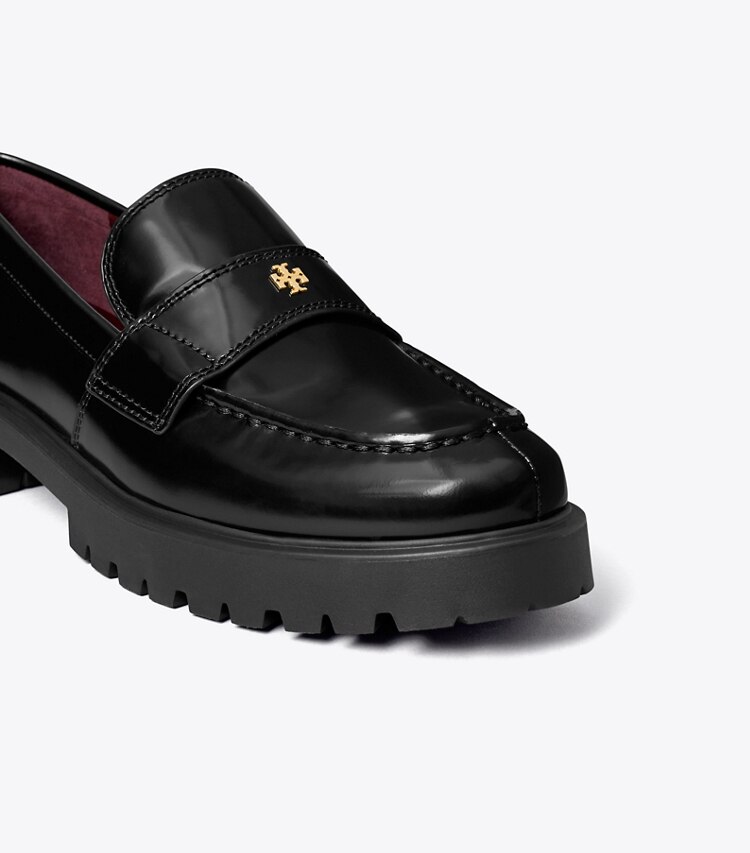 Tory Burch diseñador zapatos planos Mocasín clásico con suela dentada en PERFECT BLACK detalle
