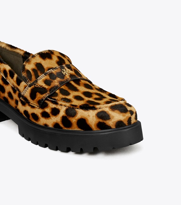 Tory Burch diseñador zapatos planos Mocasín clásico con suela dentada en CLASSIC LEOPARD detalle