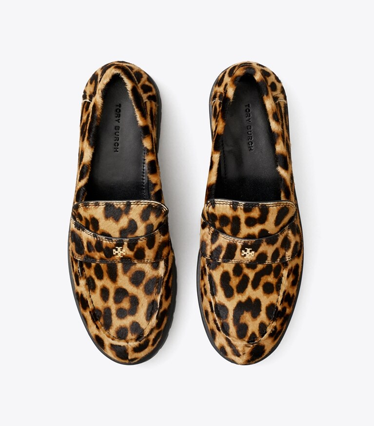 Tory Burch diseñador zapatos planos Mocasín clásico con suela dentada en CLASSIC LEOPARD vista superior