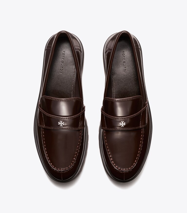 Tory Burch diseñador zapatos planos Mocasín clásico con suela dentada en COCOA vista superior