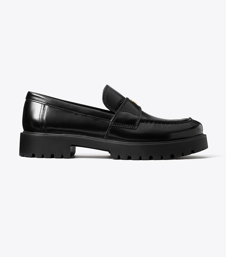 Tory Burch diseñador zapatos planos Mocasín clásico con suela dentada en PERFECT BLACK lateral