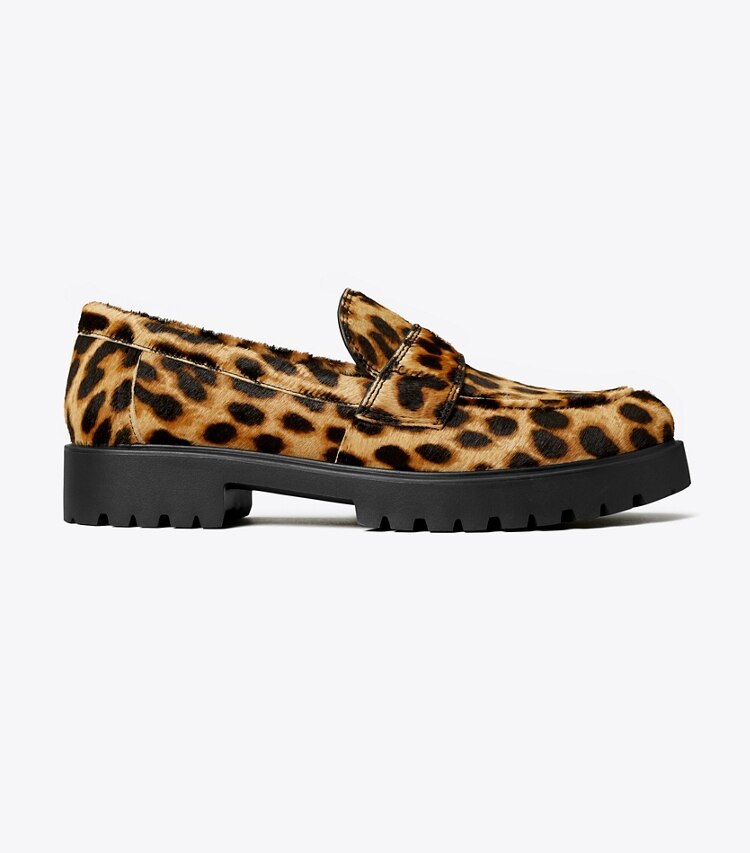 Tory Burch diseñador zapatos planos Mocasín clásico con suela dentada en CLASSIC LEOPARD lateral
