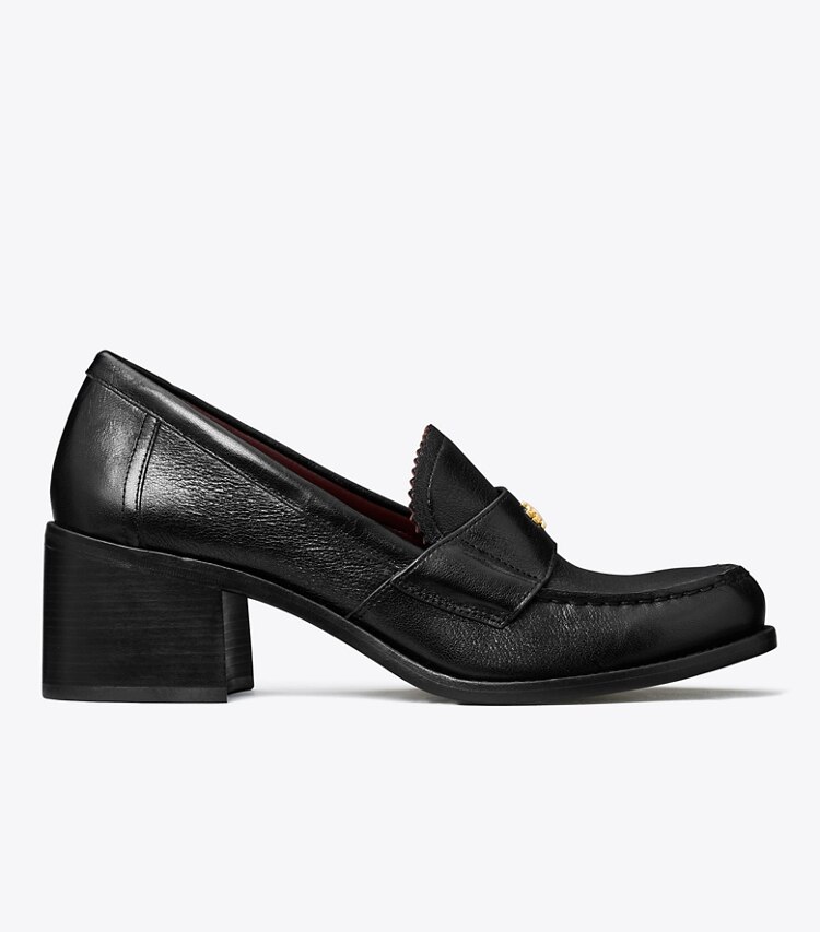 Tory Burch diseñador tacones Mocasín clásico con tacón en PERFECT BLACK lateral