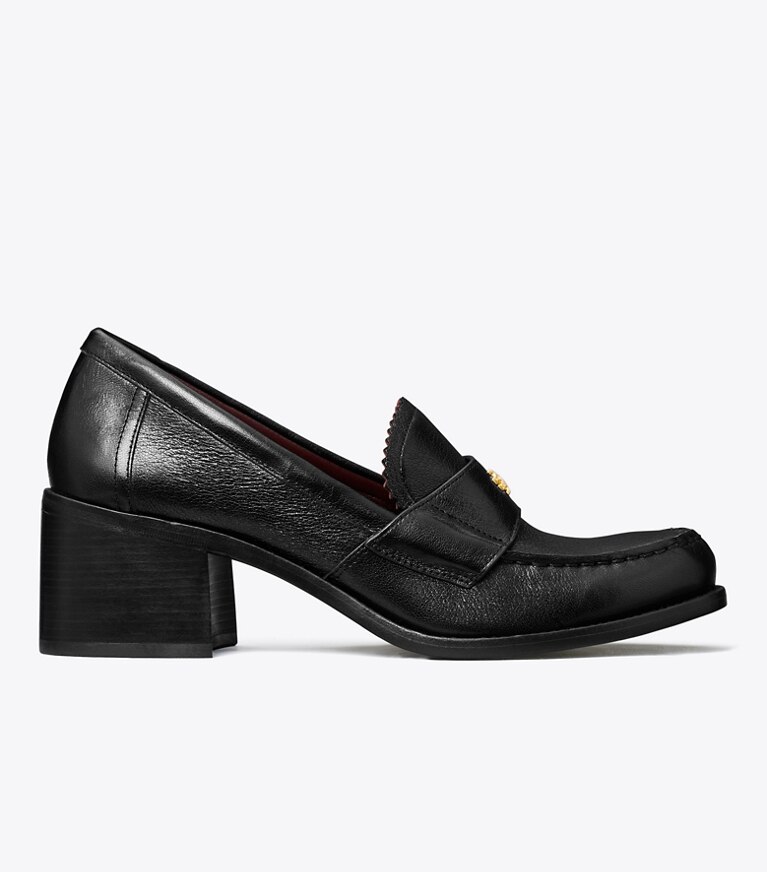Tory Burch diseñador tacones Mocasín clásico con tacón en PERFECT BLACK lateral