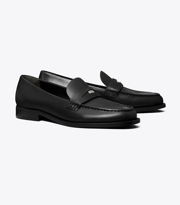 Tory Burch diseñador zapatos planos Mocasín clásico Penny en PERFECT BLACK ángulo