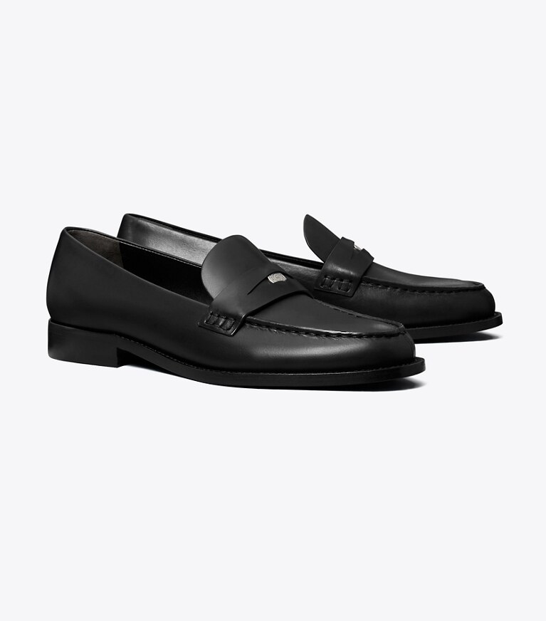 Tory Burch diseñador zapatos planos Mocasín clásico Penny en PERFECT BLACK ángulo