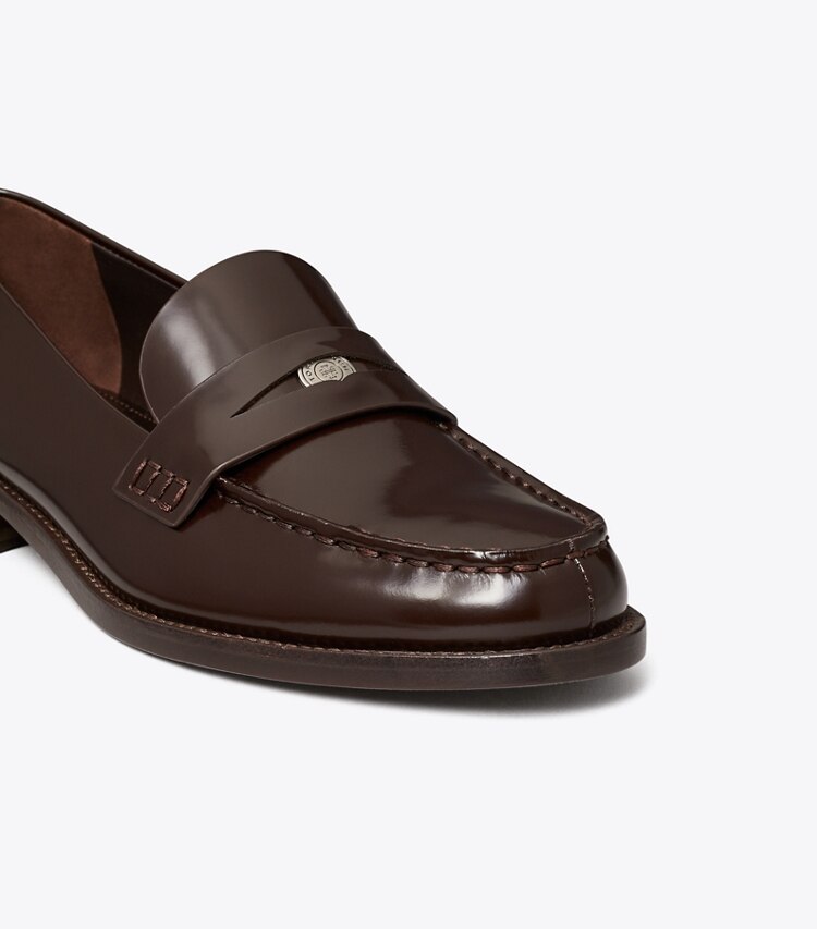 Tory Burch diseñador zapatos planos Mocasín clásico Penny en COCOA detalle