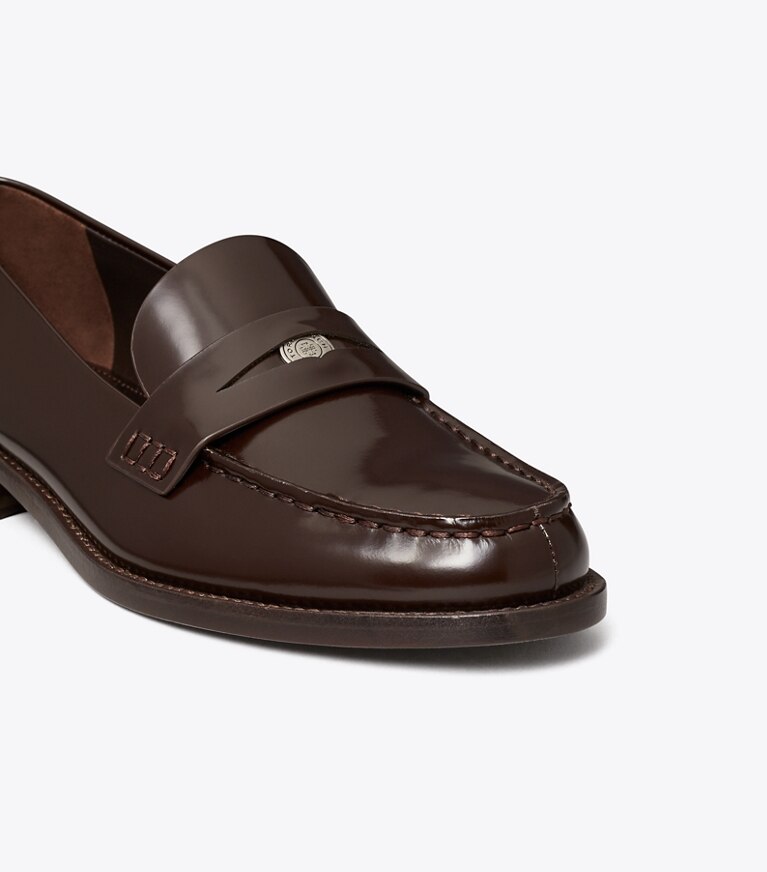 Tory Burch diseñador zapatos planos Mocasín clásico Penny en COCOA detalle