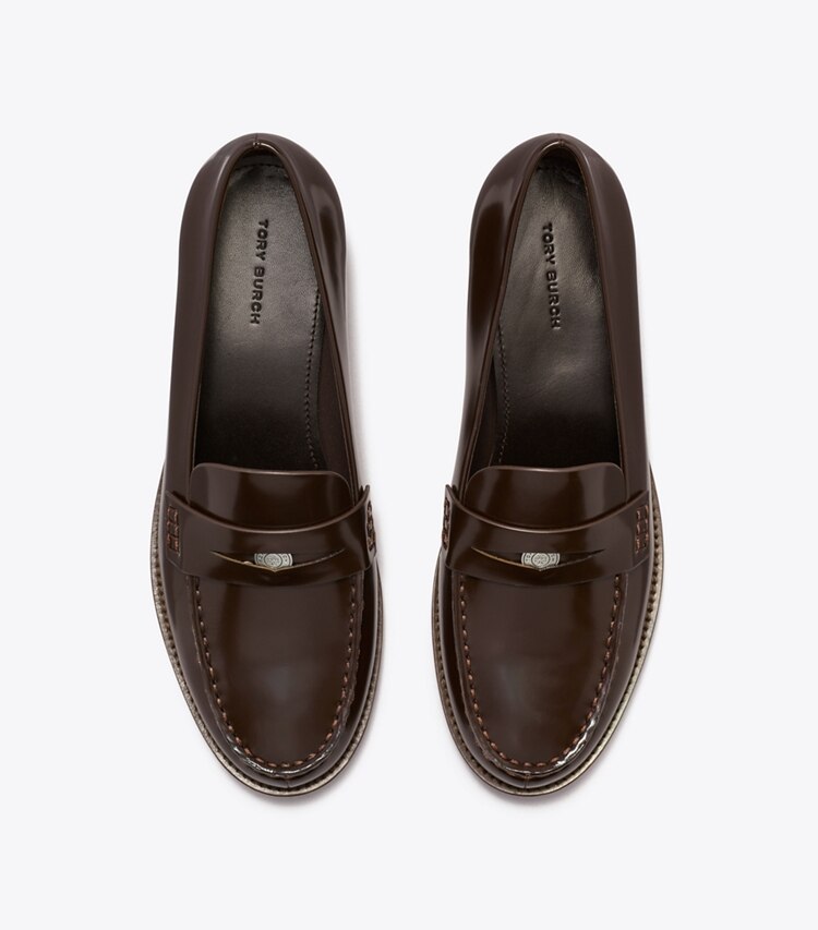 Tory Burch diseñador zapatos planos Mocasín clásico Penny en COCOA vista superior