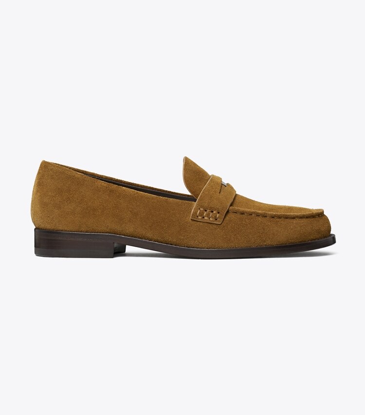 Tory Burch diseñador zapatos planos Mocasín clásico Penny en WILD TOBACCO lateral
