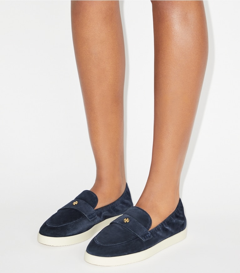 Tory Burch diseñador calzado plano Mocasín deportivo tipo ballerinas en NAVY accesorio en modelo