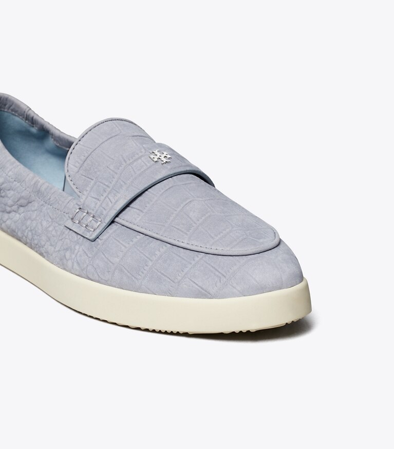 Tory Burch diseñador zapatos planos Mocasín deportivo tipo ballerinas en VAPOR BLUE detalle