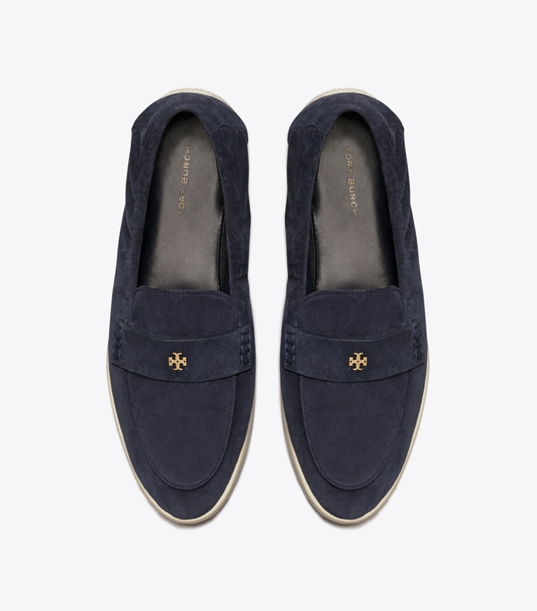 Tory Burch diseñador calzado plano Mocasín deportivo tipo ballerinas en NAVY vista superior
