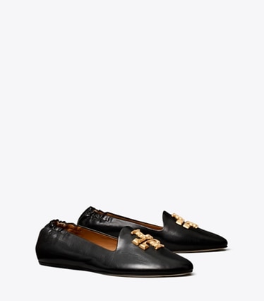 Tory Burch diseñador zapatos planos Mocasín Eleanor en PERFECT BLACK ángulo